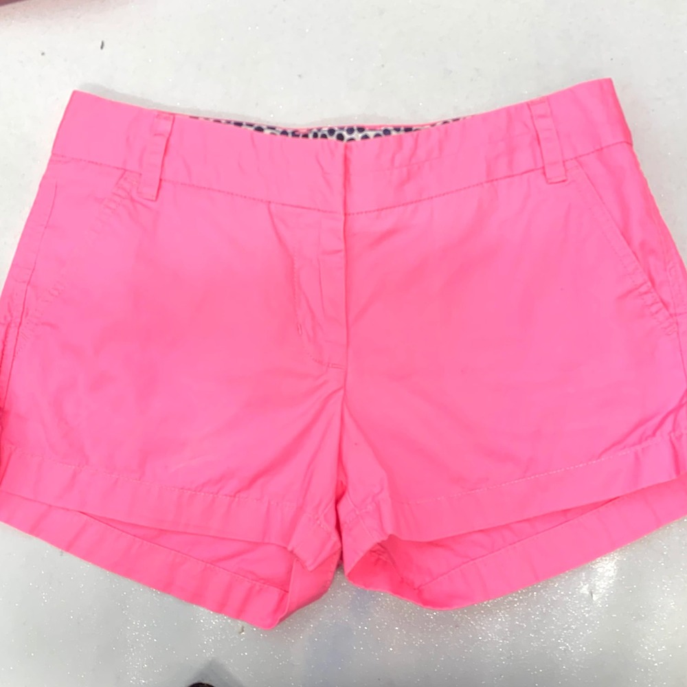 J Crew Chino Broken-In Shorts Neon Pink Cotton‎ Woman Size 4 Vacation Beach
